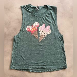 Disney Mickey and Minnie Mouse Ice Cream Tank Top in Green, Sz XL